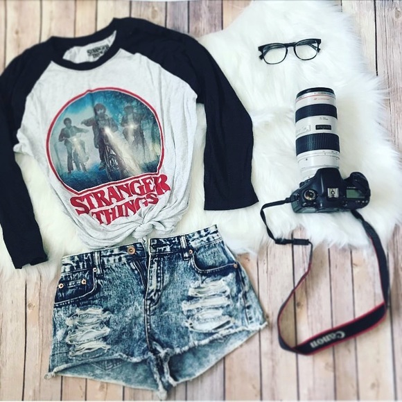 stranger things Tops - Stranger Things Graphic Ralgan Baseball Tee